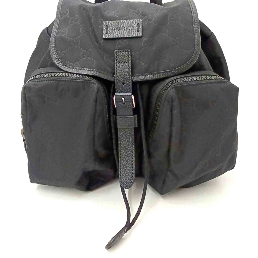 Gucci GG Backpack Rucksack Leather Black